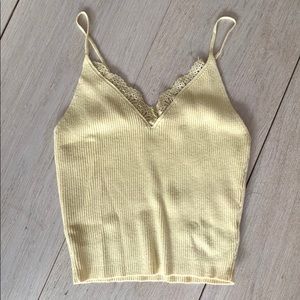 pacsun la hearts yellow v neck ribbed tank top